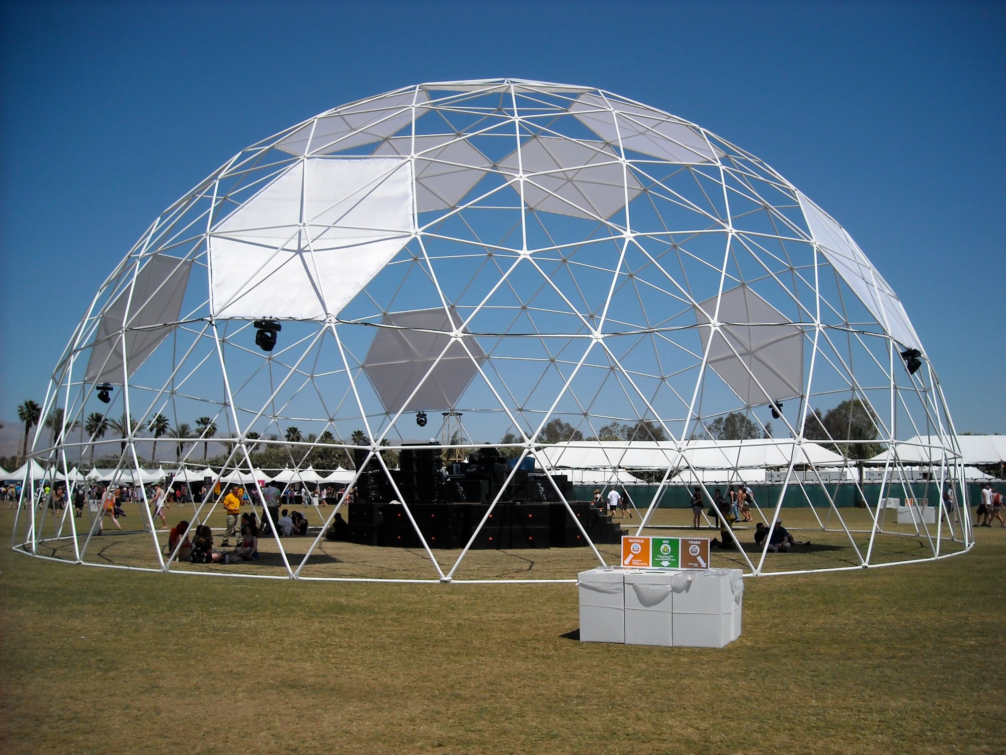 The geodesic dome stage — early Coachella's most distinctive structure