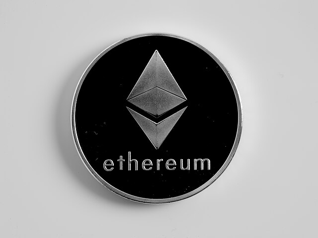Ethereum physical coin with diamond logo