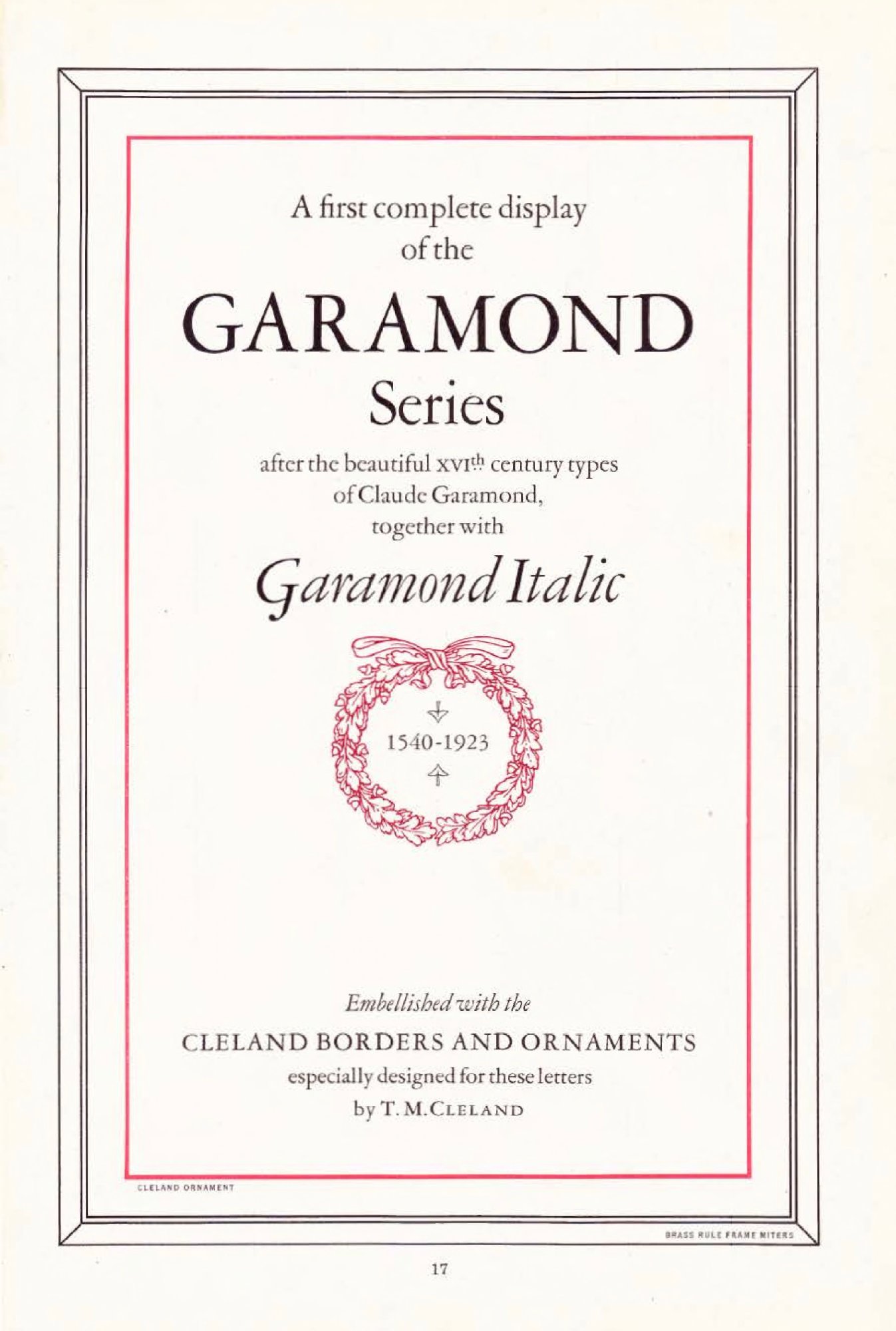 Garamond type specimen